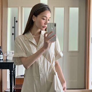 Notch-collar Shirtwaist Jumpsuit