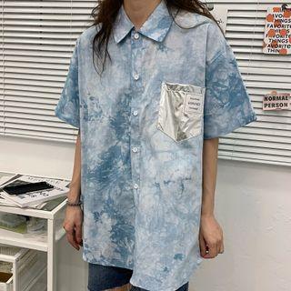 Short-sleeve Tie-dye Pocket Detail Shirt