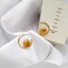 Resin Bead Open Hoop Earring 1 Pair - Stud Earrings - Gold - One Size