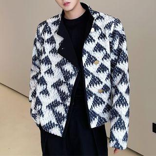 Houndstooth Button-up Cropped Jacket