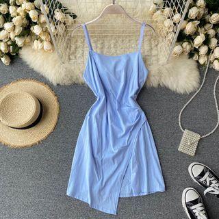 Spaghetti Strap Irregular Mini A-line Dress