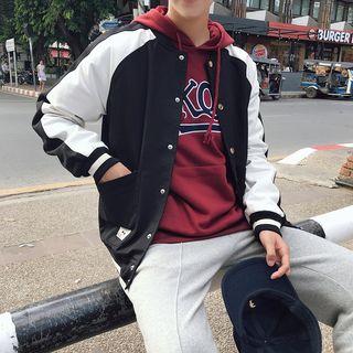 Colored Panel Buttoned Baseball Jacket