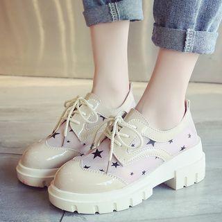 Platform Paneled Lace-up Oxford