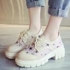 Platform Paneled Lace-up Oxford