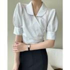 Short-sleeve V-neck Shirt / Pencil Skirt