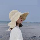 Lace Bow Woven Sun Hat Almond - M