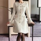 Rhinestone-buttoned Tweed Coatdress