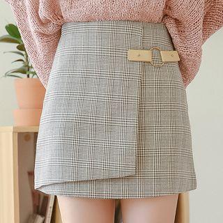 Plaid Wrap Mini A-line Skirt