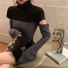 Cut-out Long-sleeve T-shirt / Sheath Dress