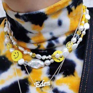 Smiley Faux Pearl Layered Necklace / Bracelet / Earring