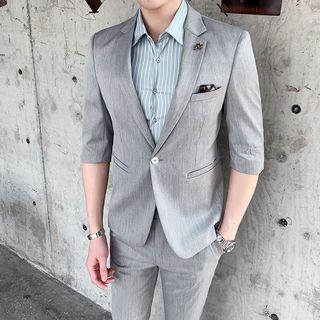 Set: Single Breasted 3/4-sleeve Blazer + Dress Pants