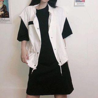 Color Block Vest / Plain T-shirt Dress