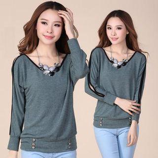 Long-sleeve Shoulder Cut Out T-shirt