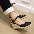 Ankle Strap Sequin Wedge Heels