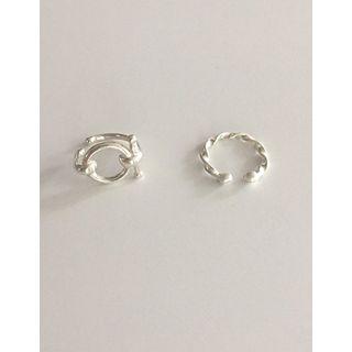 Hoop / Twist Silver Ear Cuff Set (2 Pcs) Silver - One Size
