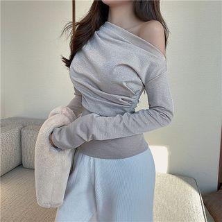 Plain Crewneck Slim-fit Long-sleeve T-shirt