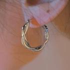 Twisted Alloy Hoop Earring 2354a - 1 Pair - Silver Needle - Silver - One Size