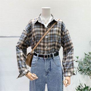 Plaid Shirt Plaid - Khaki & Gray - One Size
