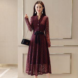 Bow-accent Lace Maxi Dress