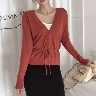 V-neck Side Slit Cardigan