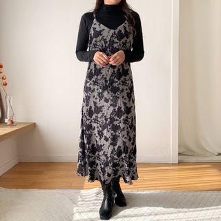 Printed Pleated Pinafore Dress