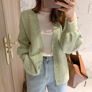 V-neck Button-detail Wool Cardigan