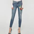 Studded Embroidered Skinny Jeans