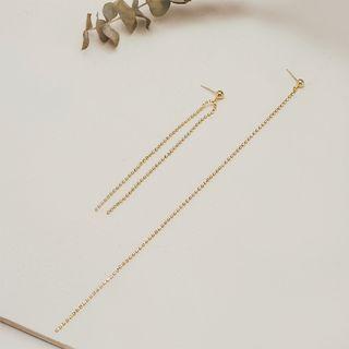 Non-matching Alloy Fringed Earring 925 Silver - Gold - One Size