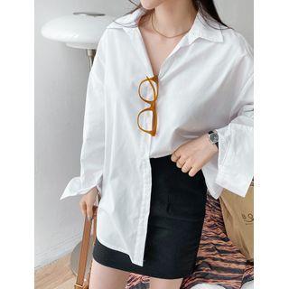 Plus Size Pleated-back Oversized Shirt