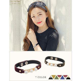 Faux-pearl Suede Bracelet