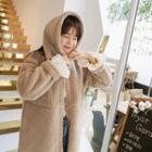 Reversible Faux-shearling Coat With Scarf