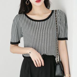 Houndstooth Knit Crop Top