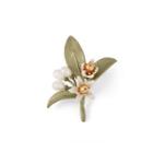 Fashion And Elegant Enamel Flower Leaf Frosted Brooch With Imitation Pearls Golden - One Size