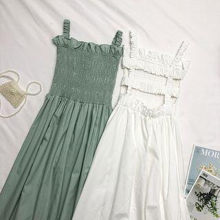 Ruffled-trim Plain Dress