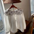 Embroidery Capelet Cotton Blouse Ivory - One Size