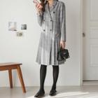 Double-breasted Pleated-hem Trench Dress