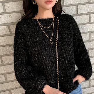 Boatneck Glitter Knit Sweater