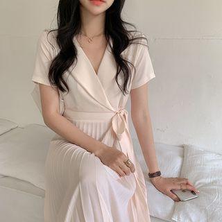 Accordion Pleated Midi A-line Dress