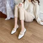Square-toe Stitched Banded-trim Flats