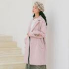 Rose Embroidered Double-breasted Trench Coat