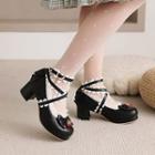 Block Heel Frill Trim Lolita Pumps