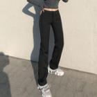 High-waist Striped Straight-fit Pants