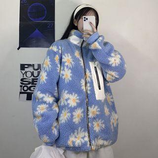 Floral Zip Jacket Light Blue - One Size