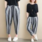 Striped Harem Cropped Pants