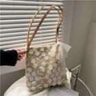 Lace Ribbon Woven Tote Bag