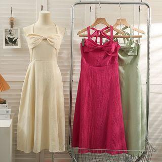 Ribbon Midi Halter Dress