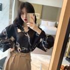 Print Long-sleeve Shirt / High-waist Pants