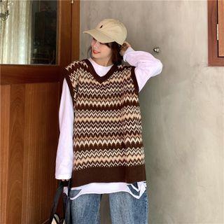 Striped Sweater Vest / Long-sleeve T-shirt