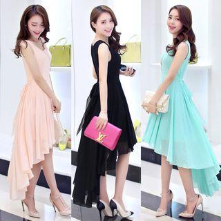 Sleeveless Dip Back Midi Sun Dress