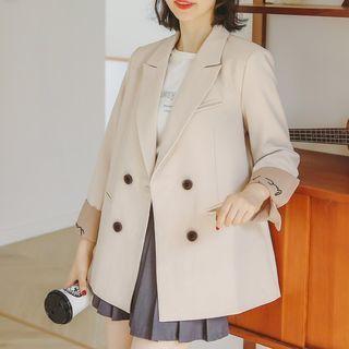Double-breasted Color Block Blazer
